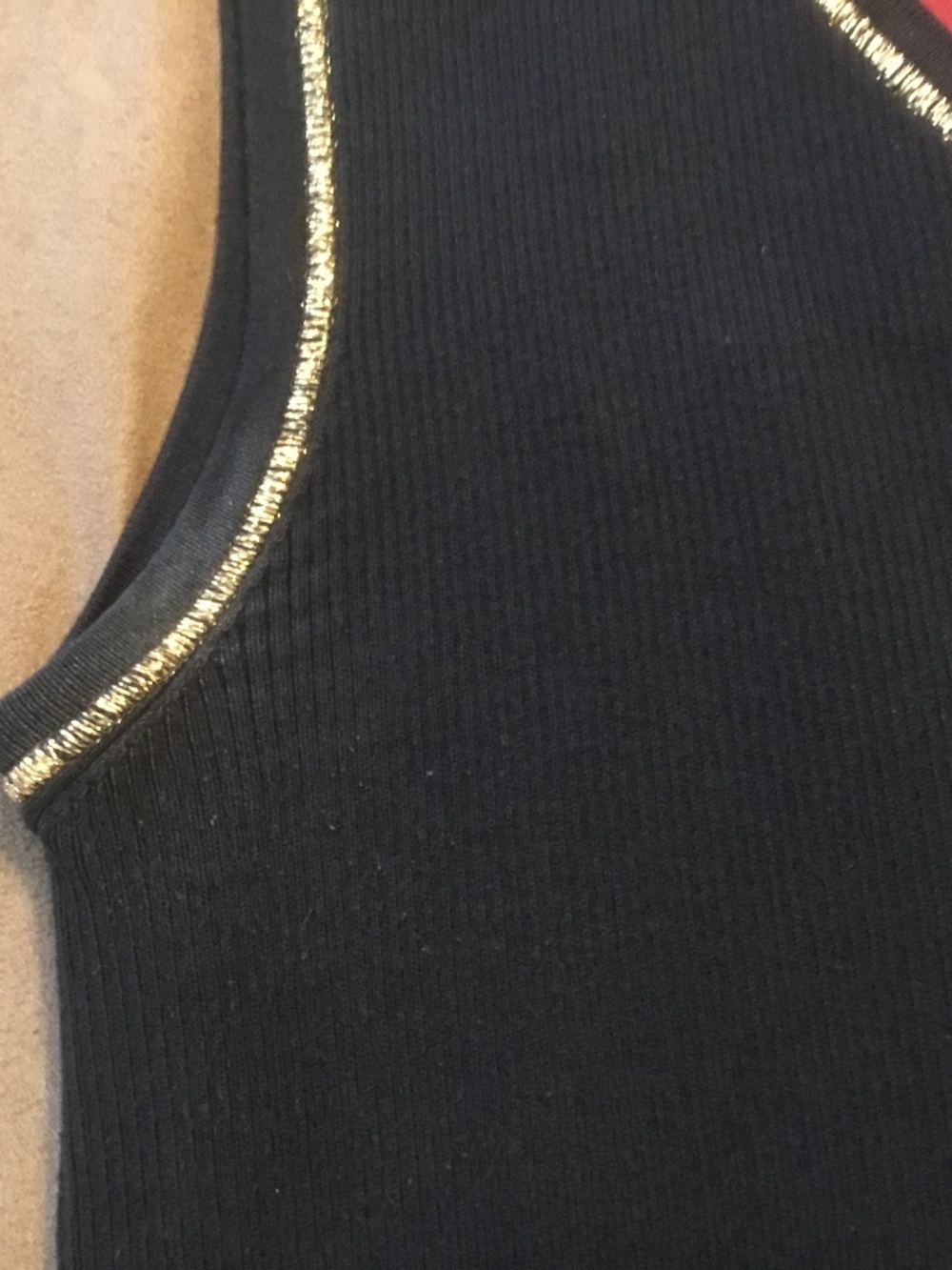 Celine one shoulder top in black and gold trim (L) - Picture 6 of 8